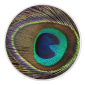 Mooie groene Peacock-doether Keramische Knop (Voorkant)