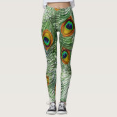 Mooie groene Peacock-doether Leggings (Voorkant)