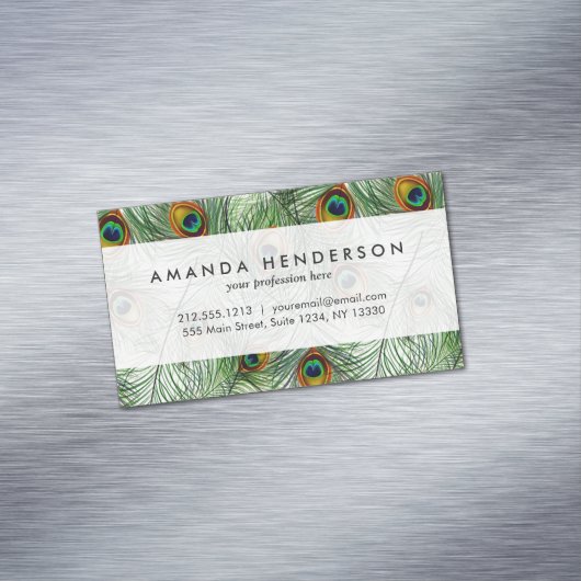 Mooie groene Peacock-doether Magnetisch Visitekaartje (Voorbeeld)