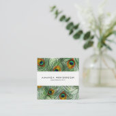 Mooie groene Peacock-doether Vierkante Visitekaartje (Staand voorkant)