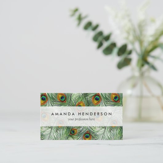 Mooie groene Peacock-doether Visitekaartje (Staand voorkant)