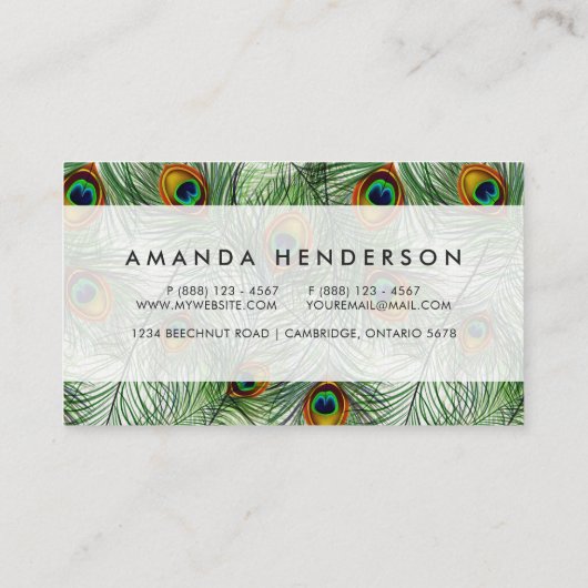 Mooie groene Peacock-doether Visitekaartje (Achterkant)