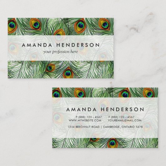 Mooie groene Peacock-doether Visitekaartje (Voorkant / Achterkant)