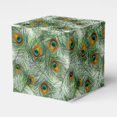 Mooie groene Peacock Feather Bedankdoosjes (Voorkant Zijde)