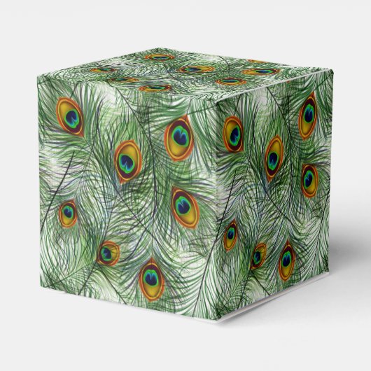 Mooie groene Peacock Feather Bedankdoosjes (Achterkant)