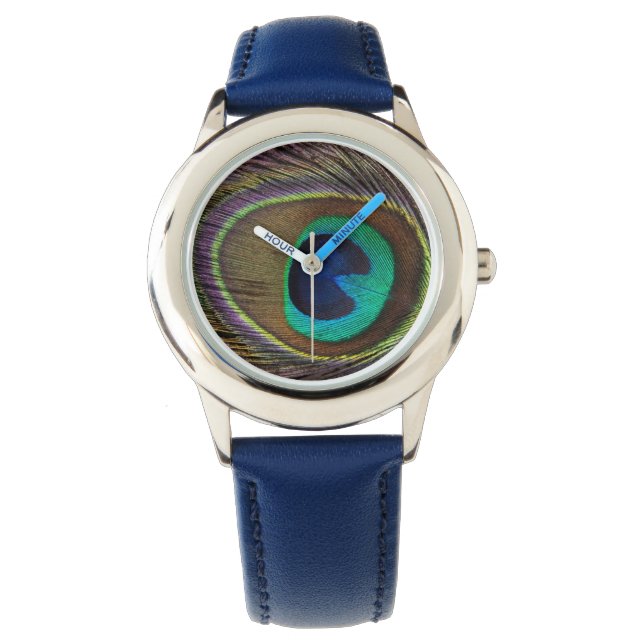 Mooie groene Peacock Feather Horloge (Voorkant)
