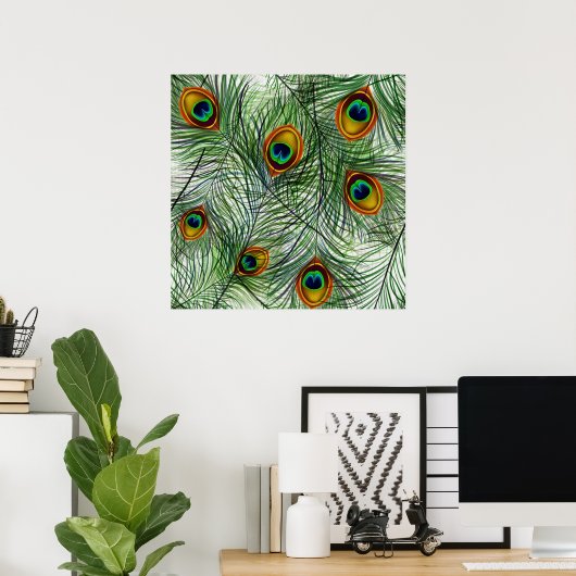 Mooie groene Peacock Feather Poster (Thuiskantoor)