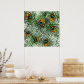 Mooie groene Peacock Feather Poster (Keuken)