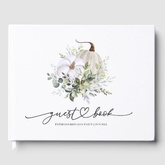 Mooie Groene Pompoen Herfst  Gastenboek (Voorkant)