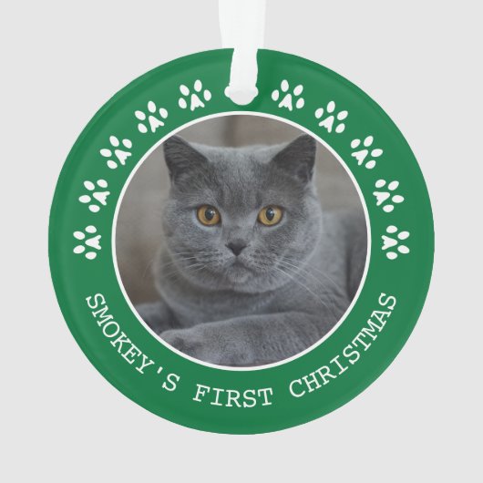 Mooie groene pootafdrukken fotolijst Kerstmis Ornament (achterkant)