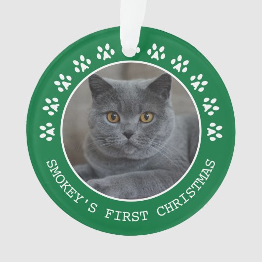 Mooie groene pootafdrukken fotolijst Kerstmis Ornament (voorkant)