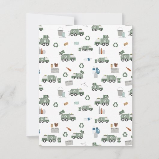 Mooie Groene Recycling Truck Voertuigen Kinderen N Bedankkaart (Achterkant)