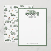 Mooie Groene Recycling Truck Voertuigen Kinderen N Bedankkaart (Voorkant / Achterkant)