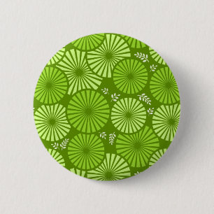 Mooie, groene retro bloemen knop ronde button 5,7 cm