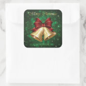 Mooie groene, rode en gouden vrolijke kerst vierkante sticker (Tas)