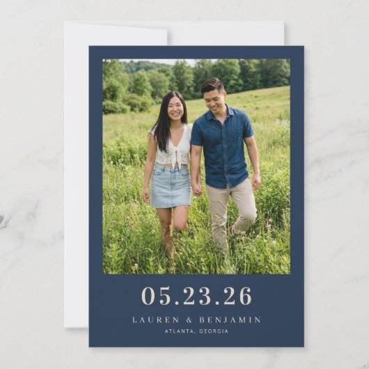 Mooie groene romantische foto save the date (Voorkant)