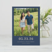 Mooie groene romantische foto save the date (Staand voorkant)