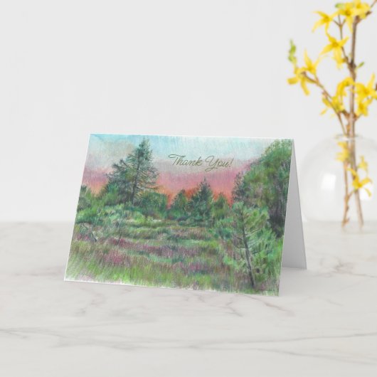 Mooie groene roze kunstbomen dank u kaart (Gele Bloem)