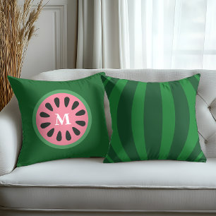Mooie groene roze watermeloen Fruit Monogram Kussen