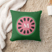 Mooie groene roze watermeloen Fruit Monogram Kussen (Deken)