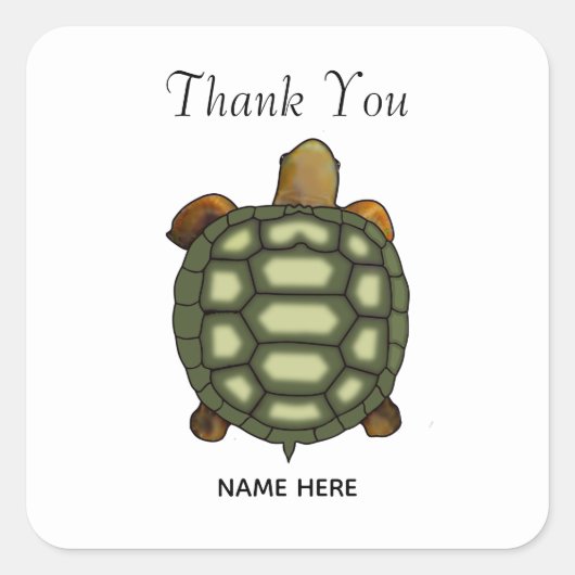 Mooie groene schildpad op White Dank je Vierkante Sticker (Voorkant)