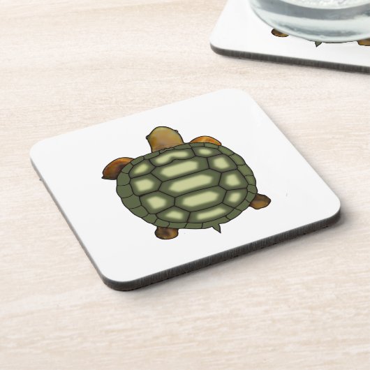 Mooie groene schildpad op wit bier onderzetter (Linkerzijde)