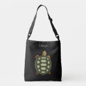 Mooie groene schildpad op zwart crossbody tas (Achterkant)
