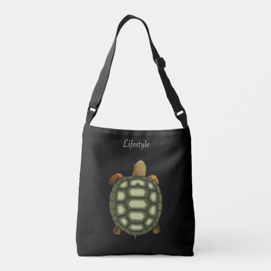 Mooie groene schildpad op zwart crossbody tas (Achterkant)