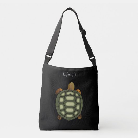 Mooie groene schildpad op zwart crossbody tas (Voorkant)