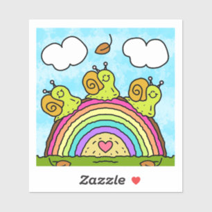 Mooie Groene Slakken Oversteken Regenboogstam Viny Sticker