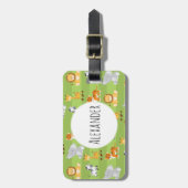 Mooie groene streep safari jungle dieren bagagelabel (Voorkant verticaal)