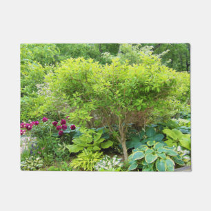 Mooie groene tuinaanleg met Hostas Deurmat