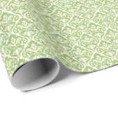Mooie groene Victoriaans Damask Cadeaupapier (Rol Hoek)