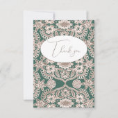 Mooie groene vintage kant plat dankkaart bedankkaart (Voorkant)