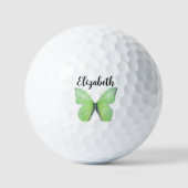 Mooie groene vlinder aangepaste naam dames golfballen (Voorkant)