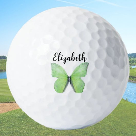 Mooie groene vlinder aangepaste naam dames golfballen