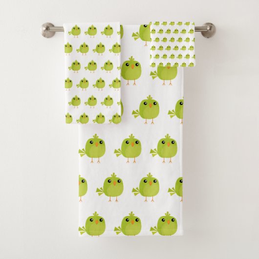 Mooie groene vogel cartoon bad handdoek (Insitu)
