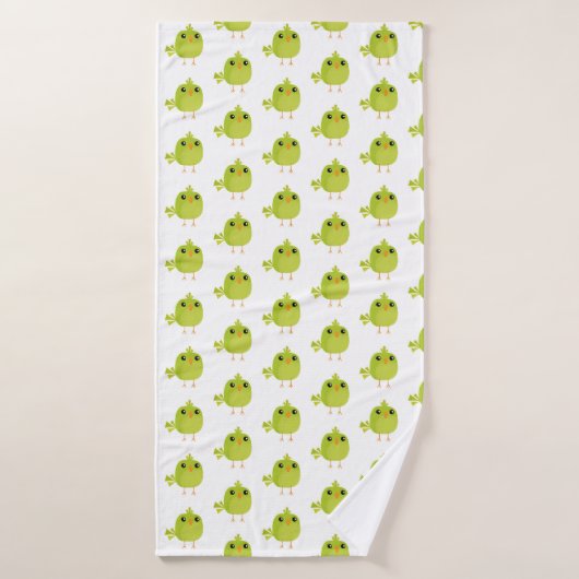Mooie groene vogel cartoon badhanddoek (Badhanddoek)