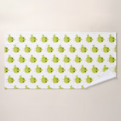 Mooie groene vogel cartoon badhanddoek (Badhanddoek)