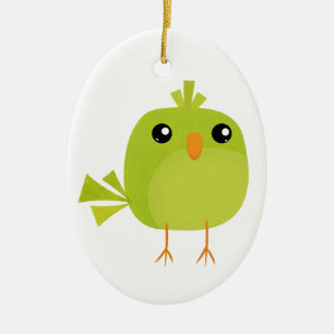 Mooie groene vogel cartoon keramisch ornament