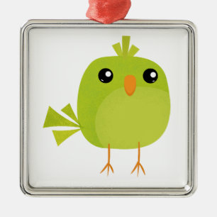 Mooie groene vogel cartoon metalen ornament