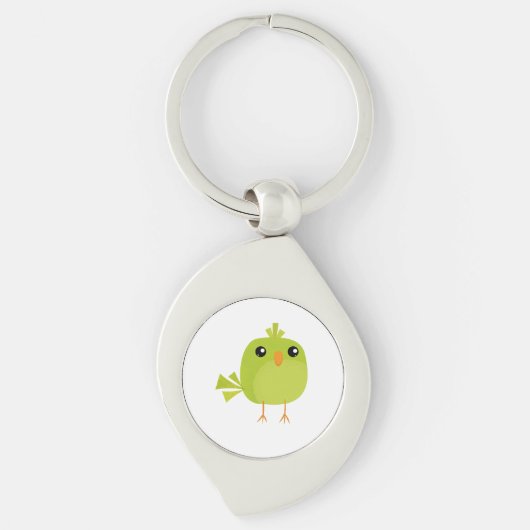 Mooie groene vogel cartoon sleutelhanger (Voorkant)