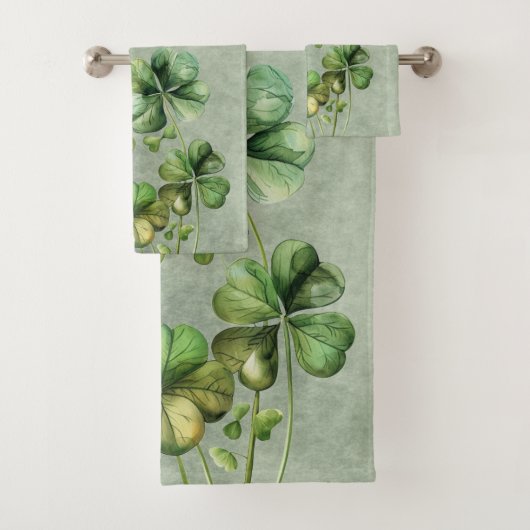 Mooie groene Waterverf Shamrock Bad Handdoek (Insitu)