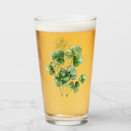 Mooie groene Waterverf Shamrock Glas (Voorkant gevuld)