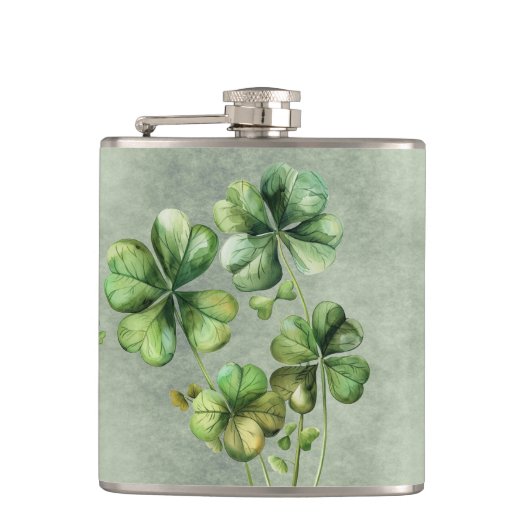 Mooie groene Waterverf Shamrock Heupfles (Voorkant)