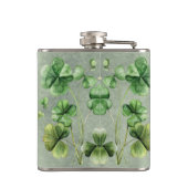 Mooie groene Waterverf Shamrock Heupfles (Achterkant)