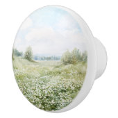 Mooie Groene Weide Bloemen Blauwe Lucht Keramische Knop (Rechts)