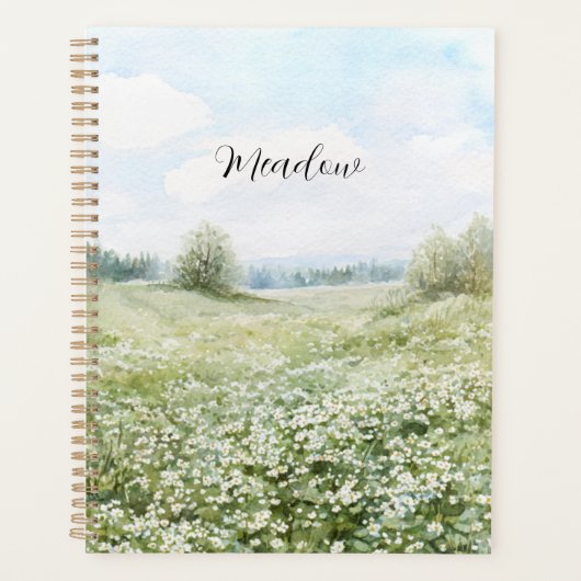 Mooie Groene Weide Bloemen Blauwe Lucht Planner (Voorkant)