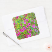 Mooie Groene Weigela met Crimson Flowers Vierkante Sticker (Envelop)