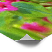 Mooie groene Weigela met karmozijnrode bloemen Poster (Hoek)